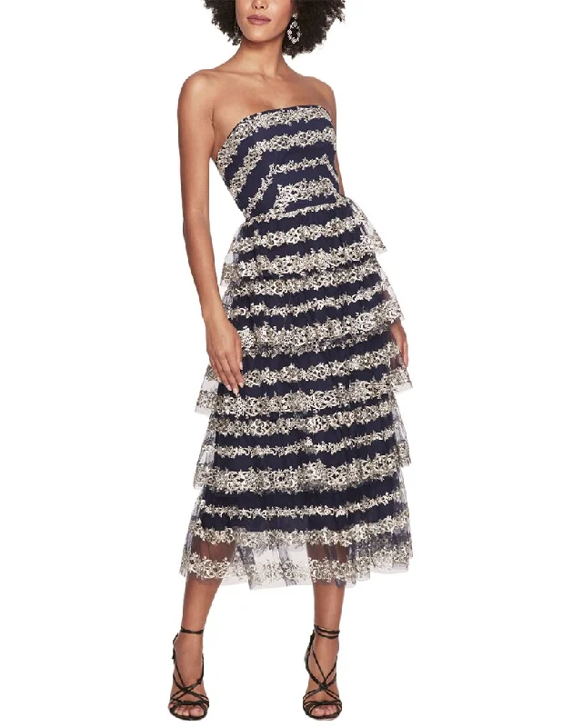 Women's Relaxed Outfit Modern Romance Marchesa Notte Tiered Midi Dress