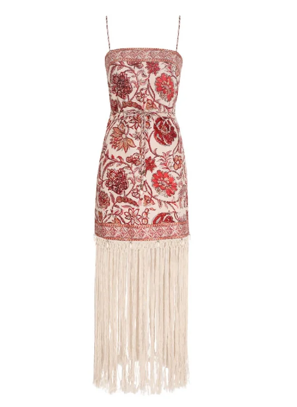 Fashionable Women's Clothing Celebrate with Big Savings Vitali Fringe Mini Dress In Floral Sepia