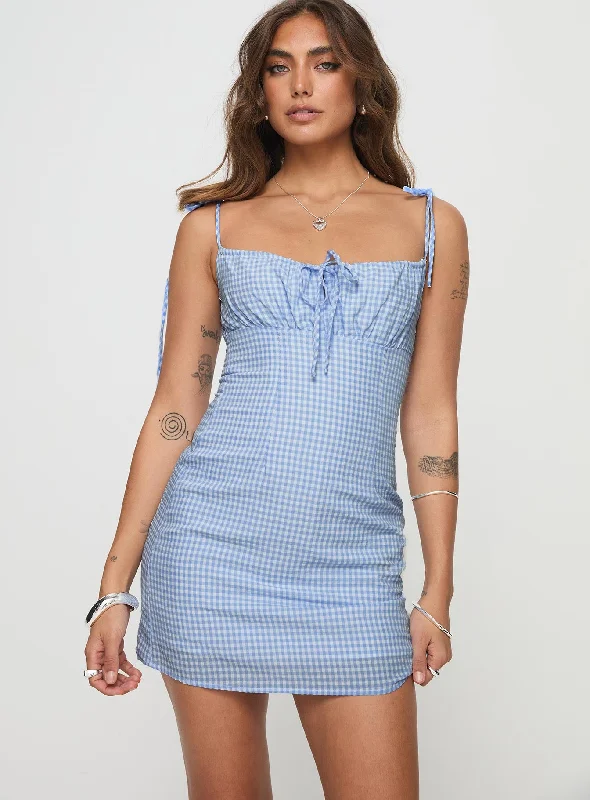 Women's Clothes And Apparel Sets End - of - Month Blowout Camario Mini Dress Blue Check