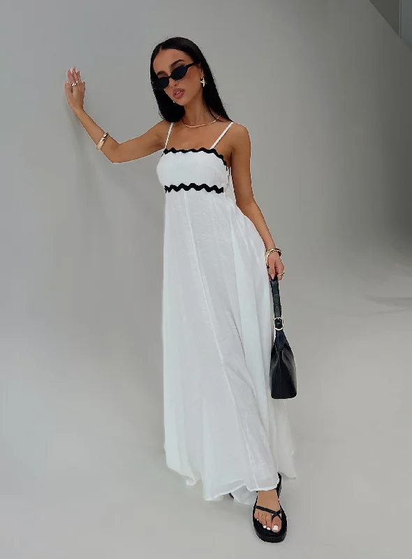 Women's Activewear Apparel Dreamy Draping Croxetti Maxi Dress White