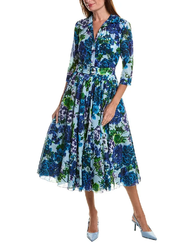 Women's Outfit For The Office Vibrant Prints Samantha Sung Aster Midi Dress