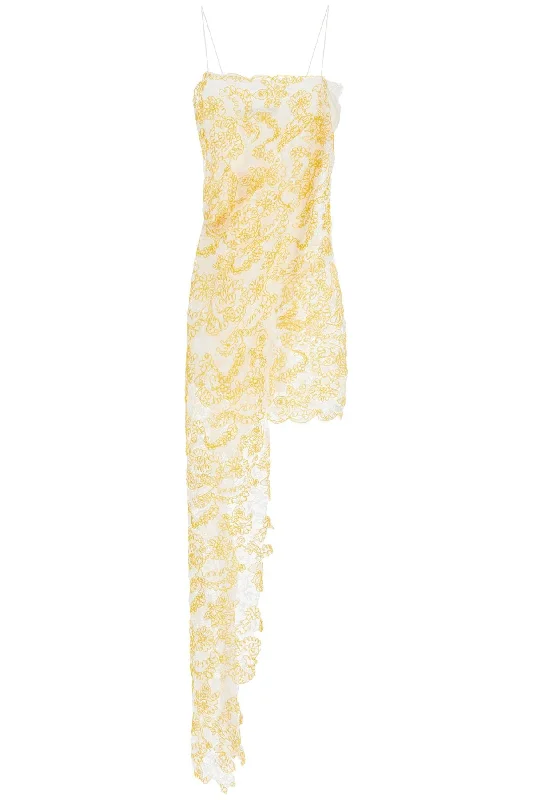 Women's Clothes And Garments Grab Romantic Date - Night Styles Now Christopher Esber Women's Mini Dress In yellow Floral Lace With Adjustable Straps