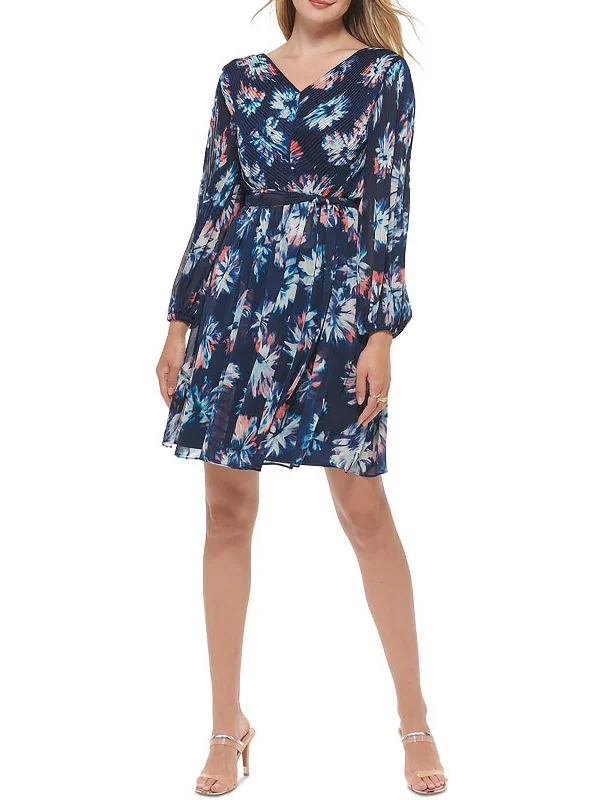 Women's Party Outfit Casual Weekend Relaxed Style Womens Chiffon Floral Fit & Flare Dress