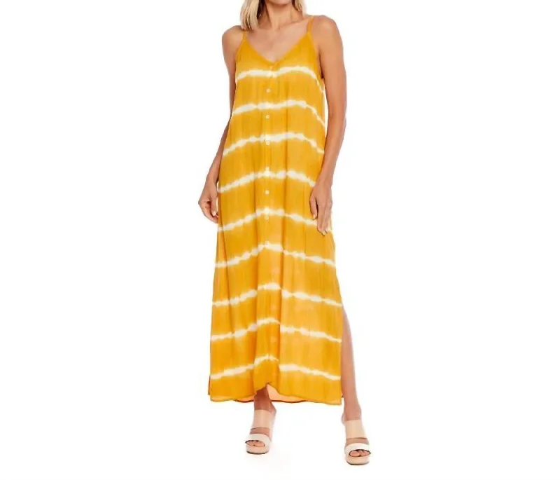 Women's High-Fashion Apparel Soft Textures Heather Tie Dye Maxi Dress In Mustard