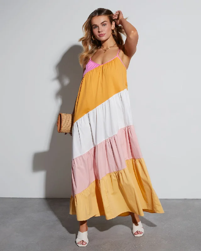 Women's Activewear Garments Celebrate with Big Savings Patricia Colorblock Cotton Maxi Dress