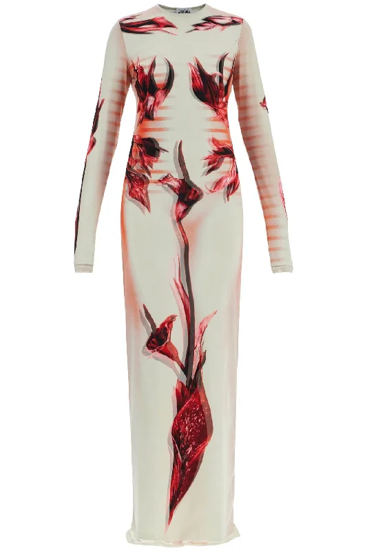 Comfortable Women's Apparel Celebrate with Big Savings Jean Paul Gaultier Women's Long Dress Flower Body Morphing pink Floral Slim