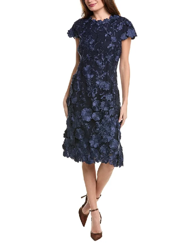 Stylish Women's Garments Rustic Countryside Charm Look Teri Jon by Rickie Freeman 3D Applique Floral Lace A-Line Dress