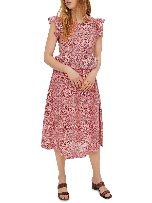 Women's Tailored Outfit Flash Deals Womens Floral Print Midi Fit & Flare Dress