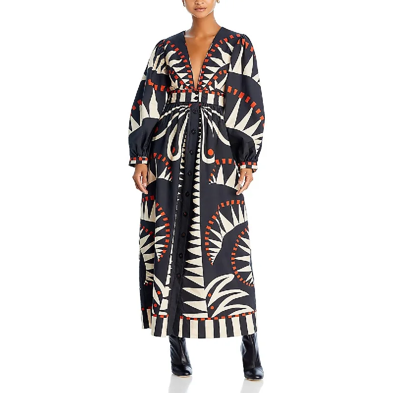 Stylish Women's Outerwear Apparel Great Prices on Feminine Styles Womens Printed V Neck Maxi Dress