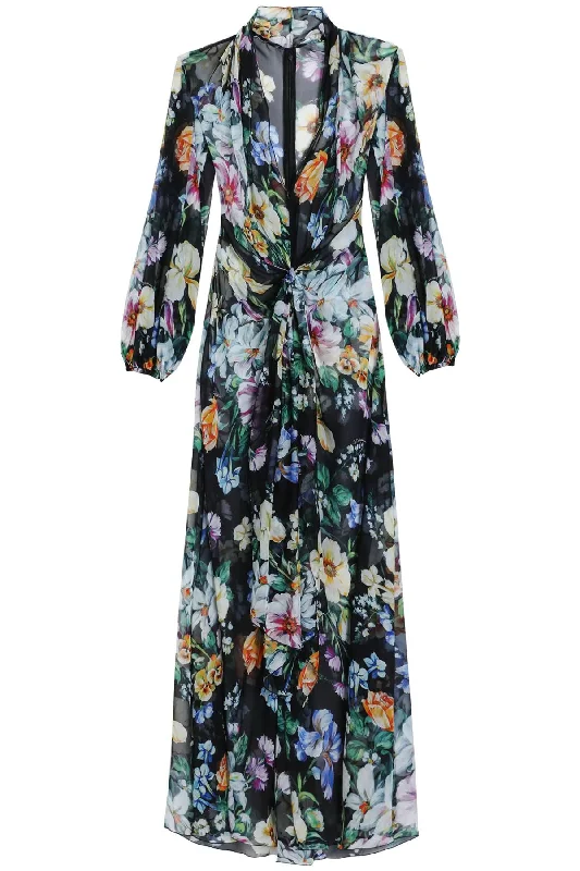 Women's Formal Clothes Feminine Soft - Hued Look Dolce & Gabbana Women's Long  Silk Dress With Floral Pattern