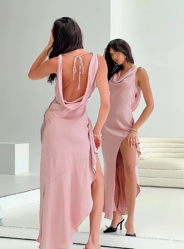 Women's Casual Apparel For Weekends Disco - Inspired Retro Dance Look Hold Me Tight Maxi Dress Pink