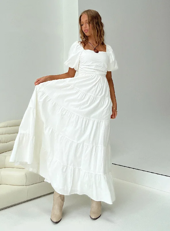 Charming Women's Clothes For Special Events Soft Textures Garrity Maxi Dress White