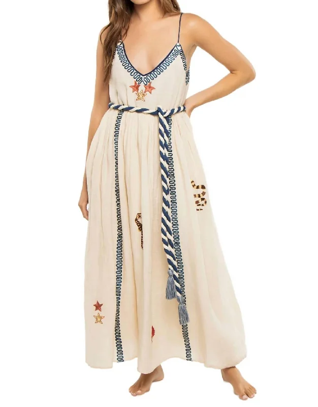 Women's Trendy Activewear Apparel Feminine Charm Carmen V-Neck Maxi Dress In White