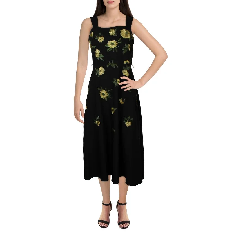 Women's Clothes For The Office Flash Deals Womens Floral Embroidered Midi Dress