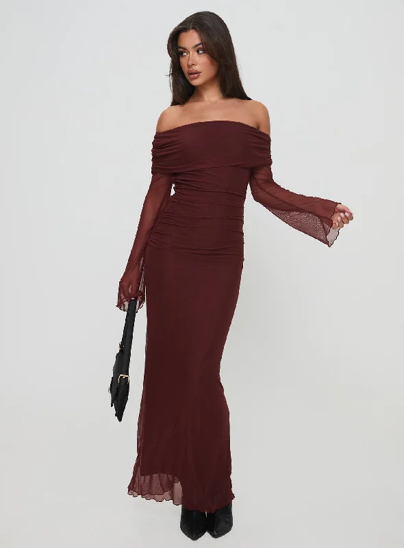 Women's Stylish Casual Garments Feminine Elegance Consideration Maxi Dress Chocolate