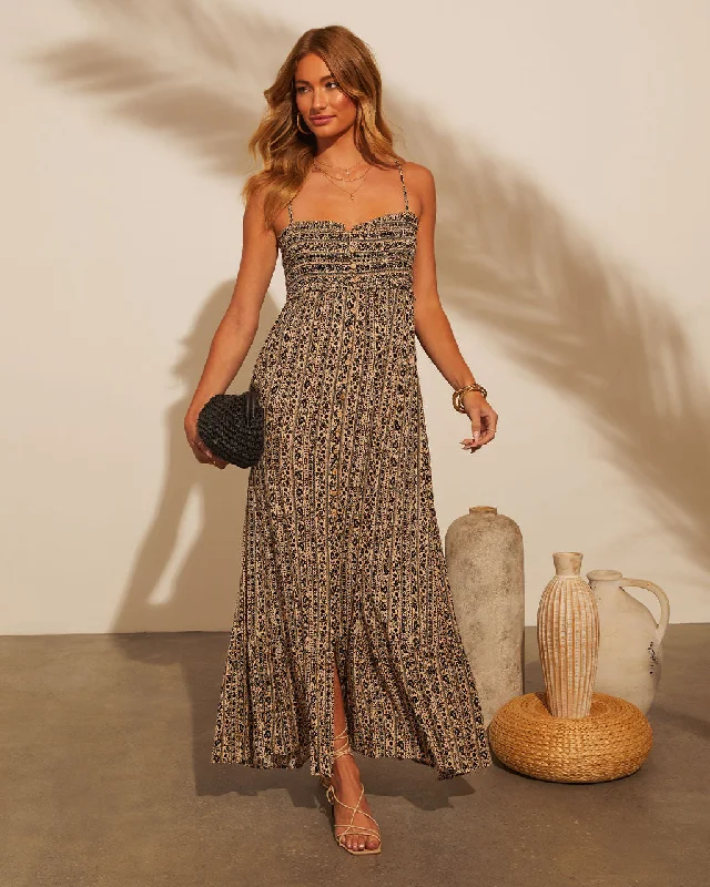 Women's Night-Out Outfit Feminine Charm Marguerite Printed Empire Maxi Dress