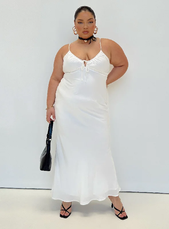 Women's Plus-Size Clothes Update with Cottagecore Styles Emily Maxi Dress White Curve