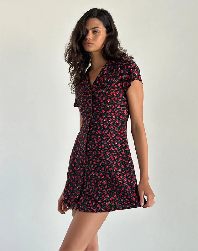 Women's Sports Apparel Limited Quantities Holmana Mini Dress in Strawberry Polka Black