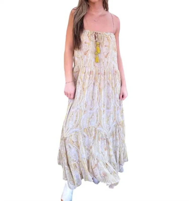 Women's Romantic Outfit Last Chance Sale Floral Tiered Maxi Dress In Yellow