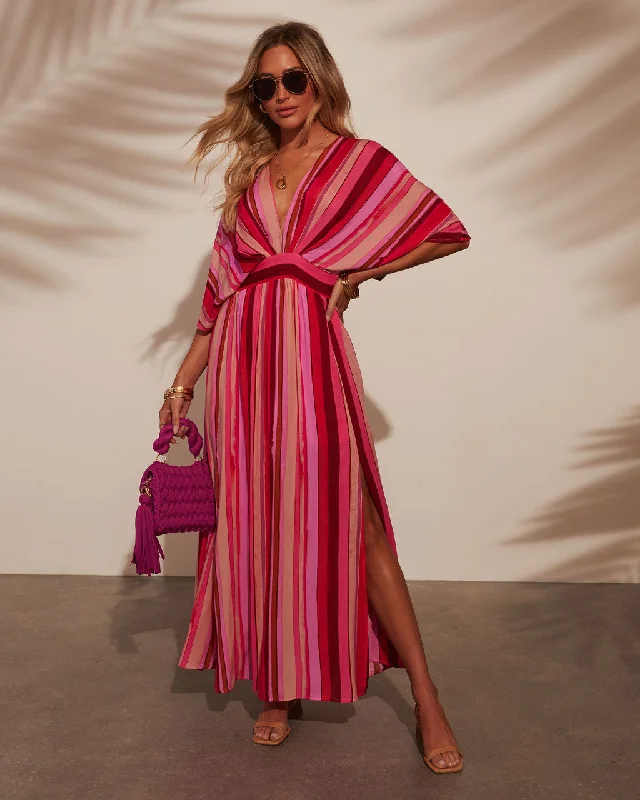 Chic Women's Outfit Clearance Event Kadie Striped Kimono Sleeve Maxi Dress