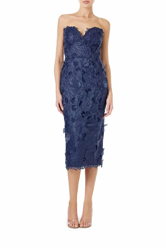 Women's Transitional Outfit Charming Silhouette Mariana Lace Midi Dress In Sapphire