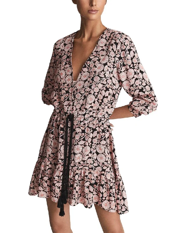 Women's Versatile Apparel Vintage Retro Party Wear Reiss January Floral Print Flip Dress