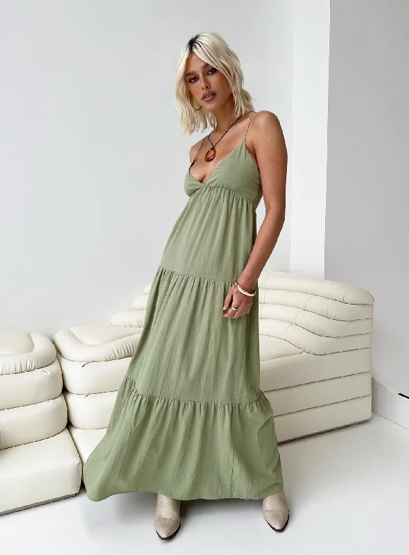 Women's Evening Clothes Beat the Heat in Tropical Styles Chelsea Maxi Dress Sage Green