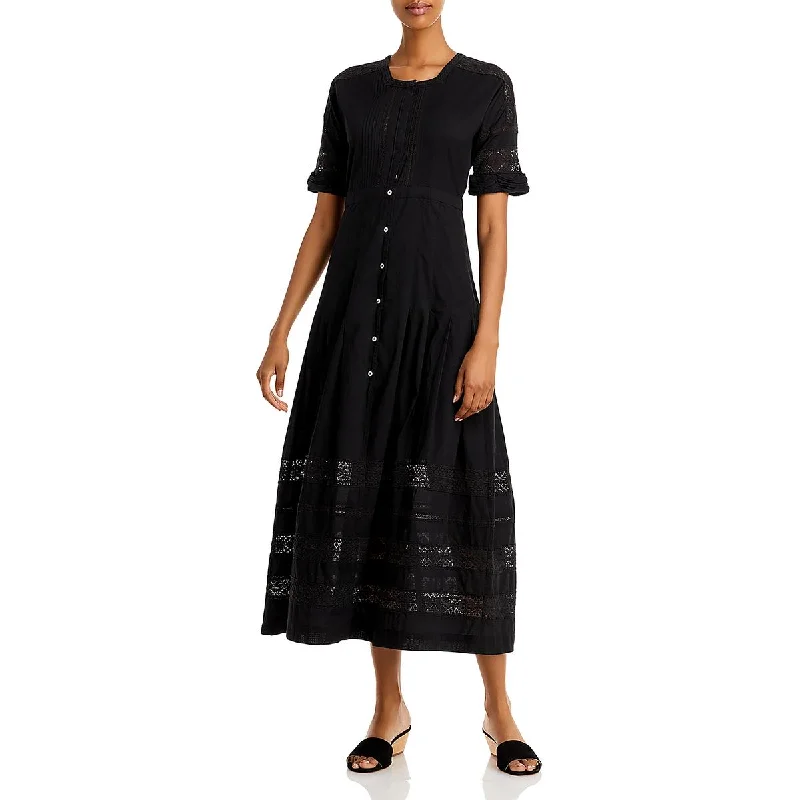 Women's Resort Garments Classic Timeless Elegant Style Womens Eyelet Midi Midi Dress