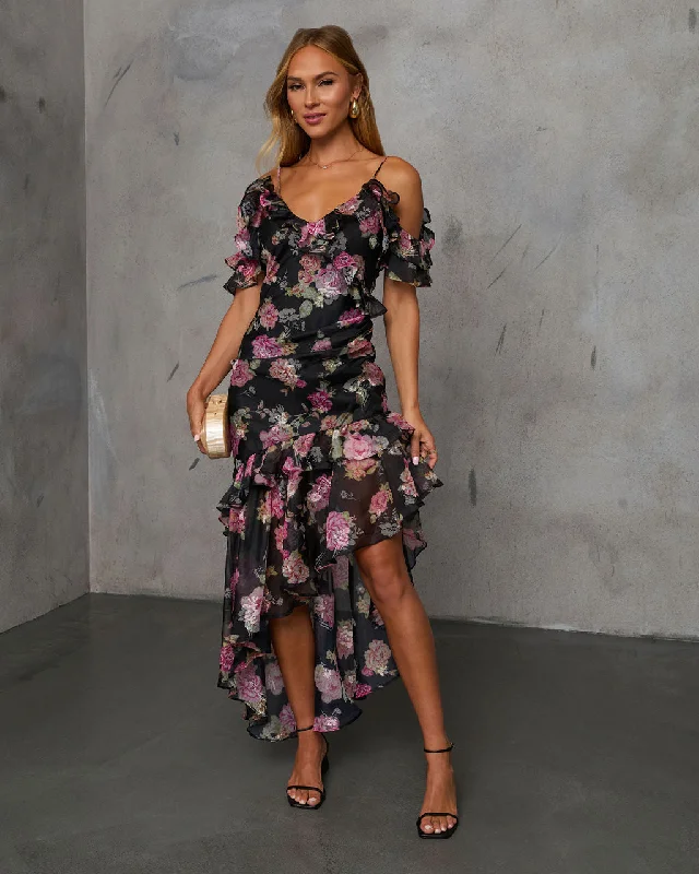 Women's Classic Outfit Alluring Design Chelsea Off The Shoulder Ruffle Maxi Dress