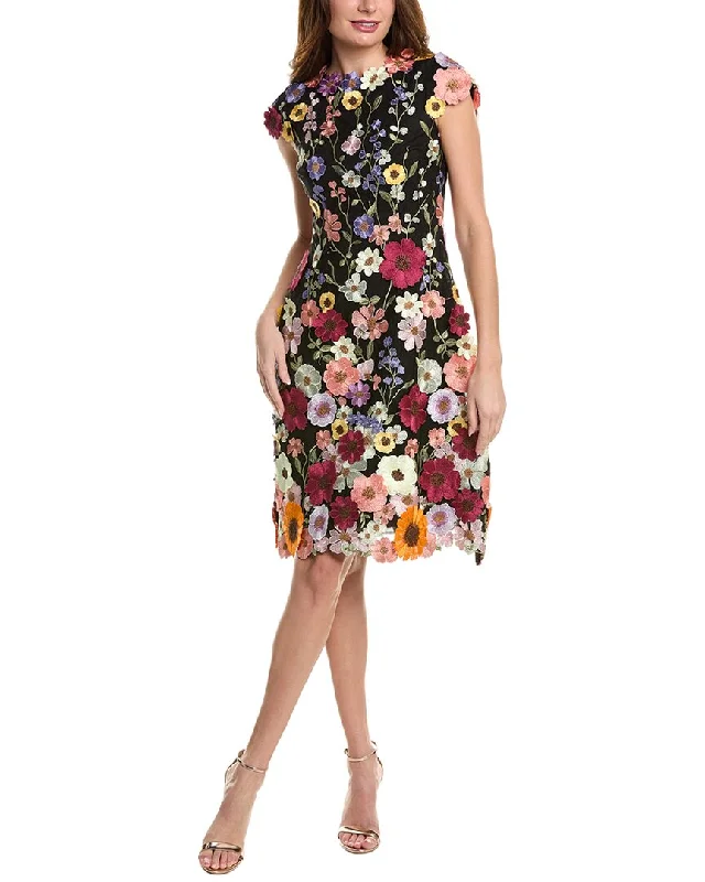 Affordable Women's Garments Hollywood Glam Award - Show Style Teri Jon by Rickie Freeman Embroidered Floral A-Line Dress