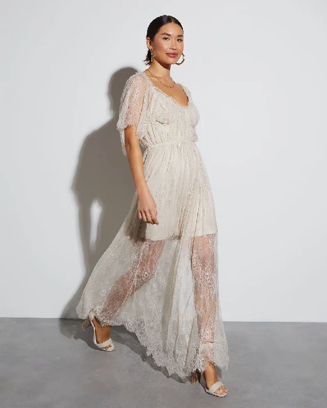 Women's Trendy Garments Lighten Up with Nordic Styles Iconic Entrance Lace Maxi Dress