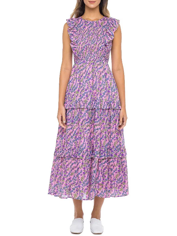 Fashion-Forward Women's Clothing Effortless Sophistication Iris Womens Cotton Floral Midi Dress