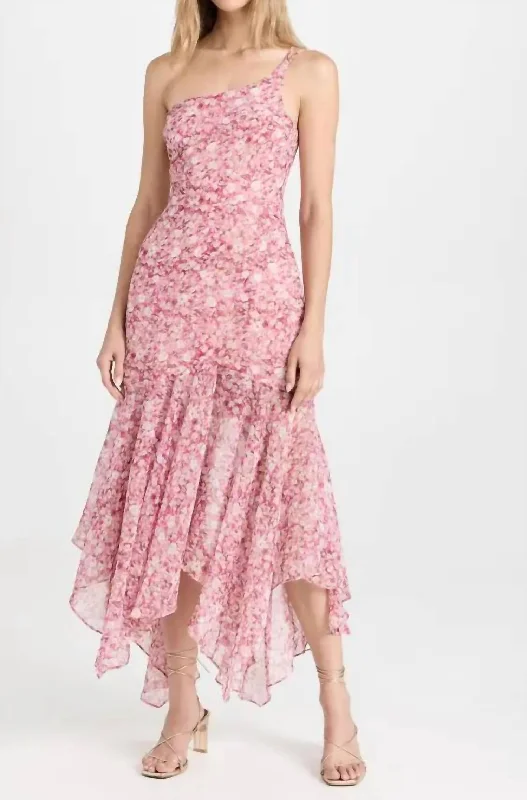 Women's Vintage-Inspired Clothing Dreamy Draping Malvina Dress In Pink Floral