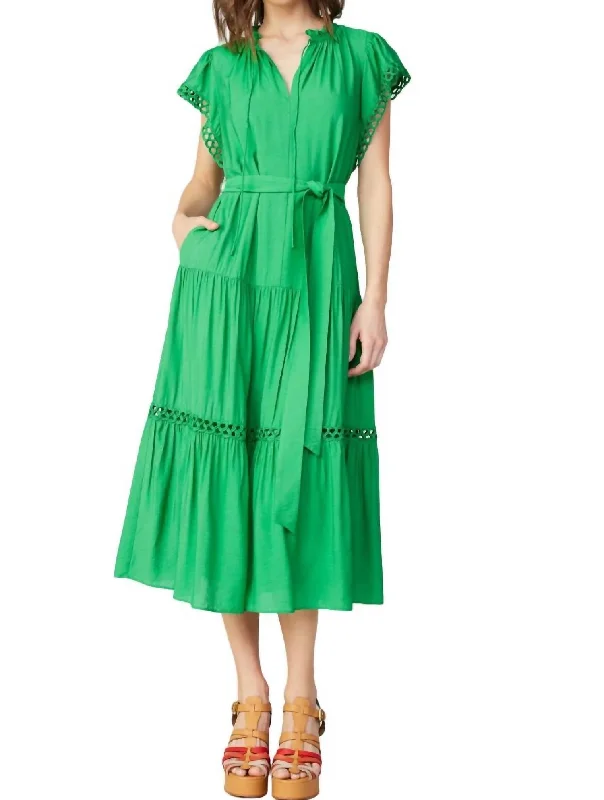 Women's Activewear Attire Y2K Nostalgic Fashion Look Emerald City Midi Dress In Green