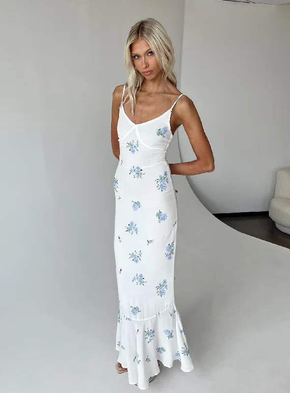 Stylish Clothes For Women Spring Fling Sale Sing Along Maxi Dress White / Blue Tall