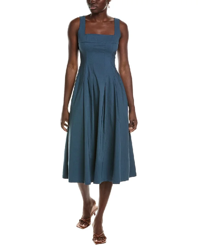 Women's Outdoor Attire Weekend Special WeWoreWhat Corset Pleated Linen-Blend Midi Dress