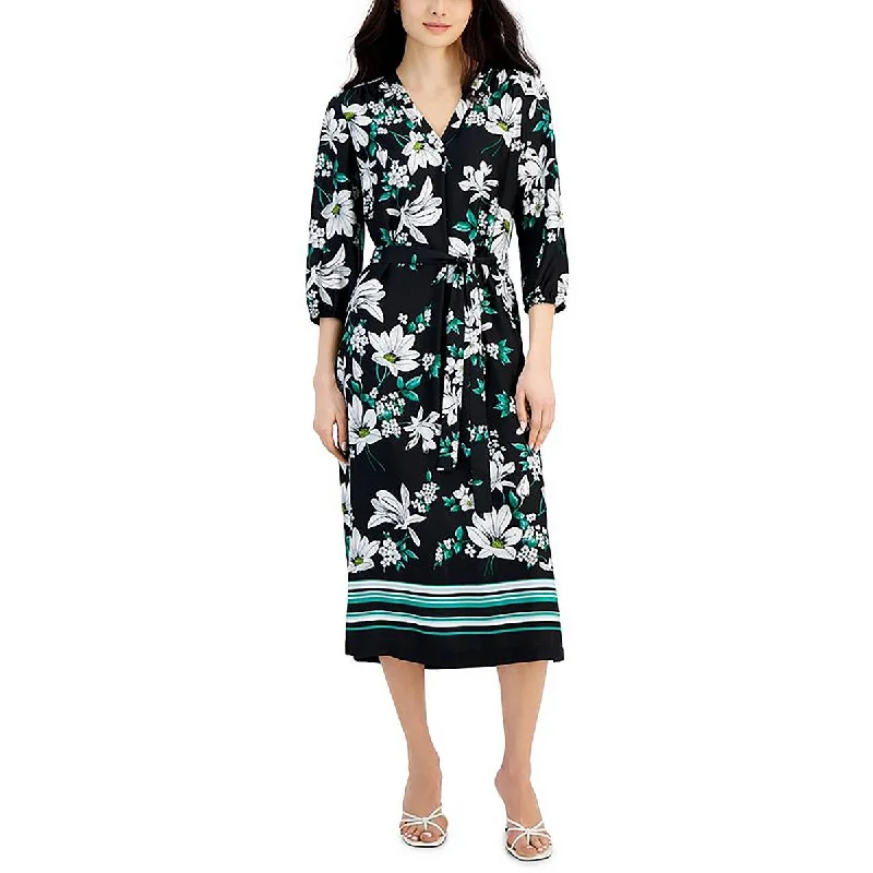 Women's Night-Out Clothes Flash Sale Womens Floral Print Slit Midi Dress