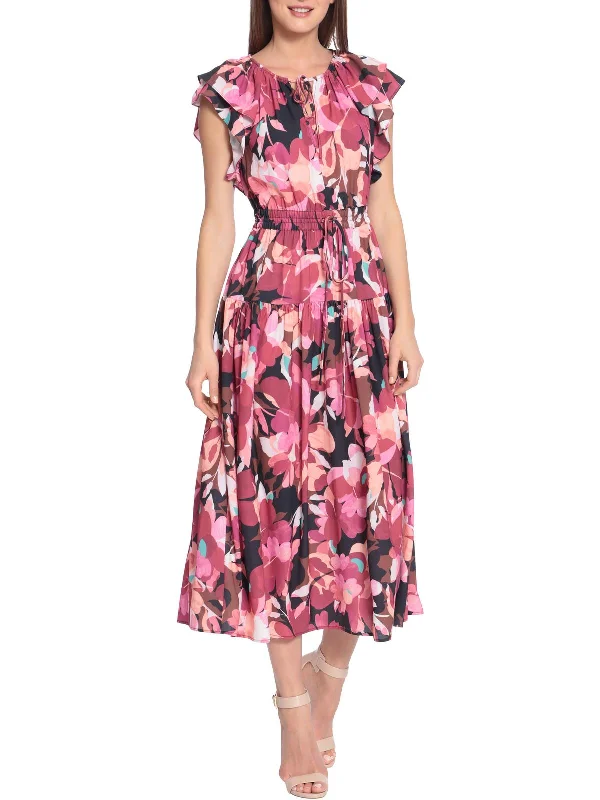 Women's High-Fashion Outfit Huge Savings on Parisian Styles Womens Floral Pleated Midi Dress