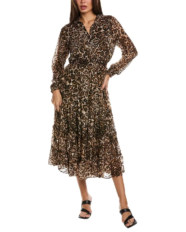 Women's Apparel And Garments Subtle Sophistication Elie Tahari The Geneva Silk Burnout Midi Dress