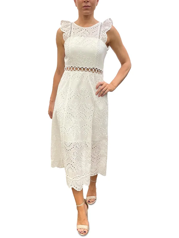 Women's Clothing And Garments Sets Luxury Comfort Womens Eyelet Cotton Midi Dress