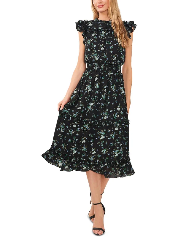 Plus-Size Women's Clothing Father's Day Deals Womens Floral Calf Midi Dress