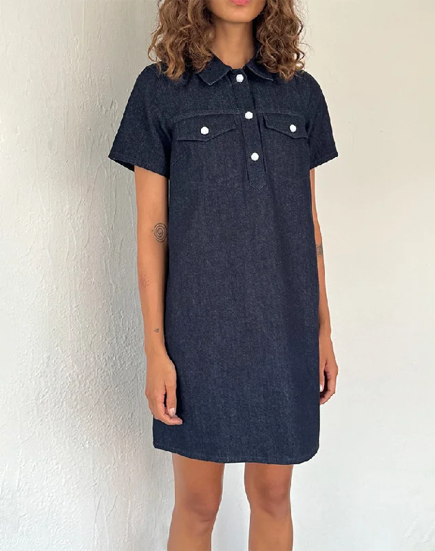 Women's Casual Apparel For Weekends Celebrate with Big Savings Reiga Smock Mini Dress in Denim Indigo