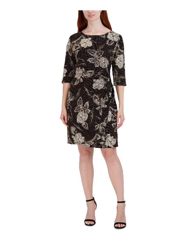 Casual Chic Clothing For Women Fashion-Forward Style Petites Womens Metallic Floral Sheath Dress