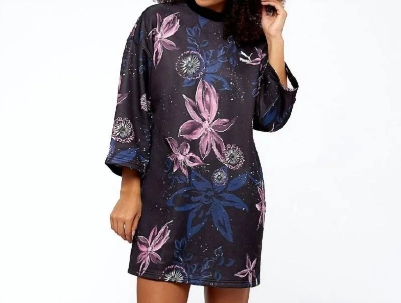 Women's Chic Apparel Graceful Drape Archive Logo Printed Floral Dress In Multicolor