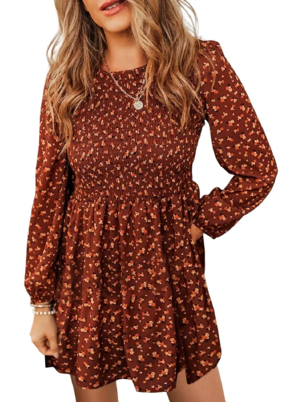 Charming Women's Garments Today Only Roots Ditsy Floral Dress In Rust