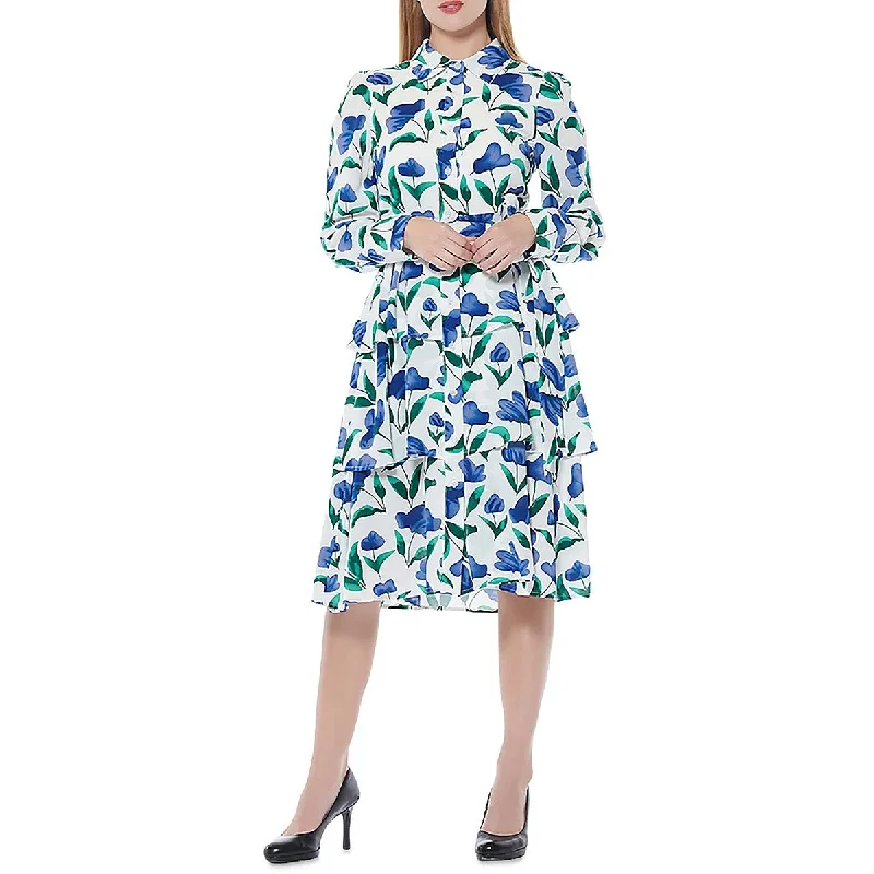 Timeless Women's Garments Limited - Time Bundle Womens Floral Print Tiered Shirtdress