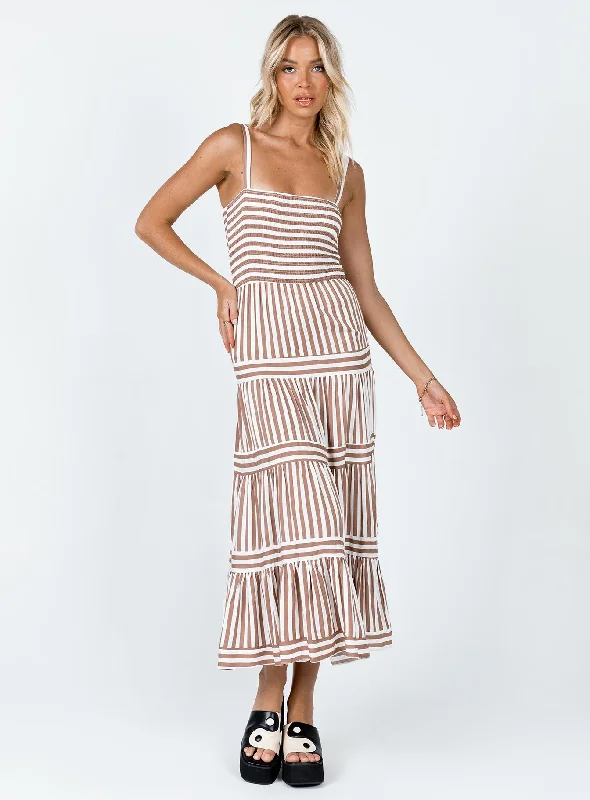 Women's Clothing For Outdoor Events Weekend Special Caleb Maxi Dress Brown / White