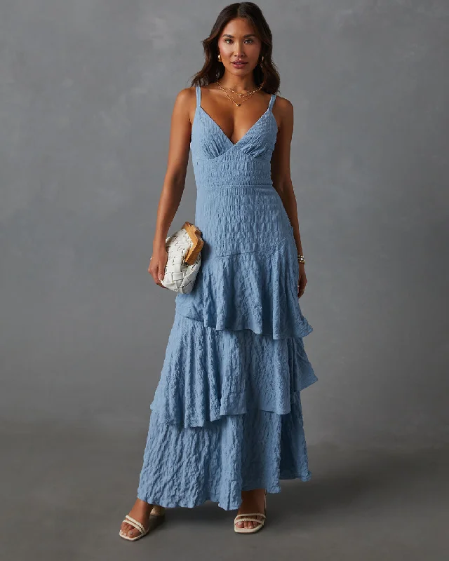 Women's Travel Outfit Set Effortless Sophistication Elora Tiered And Textured Maxi Dress