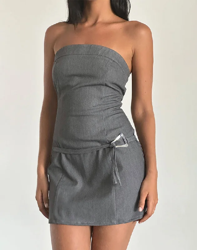 Women's Everyday Garments Flash Sale Magaska Bandeau Mini Dress in Tailoring Charcoal