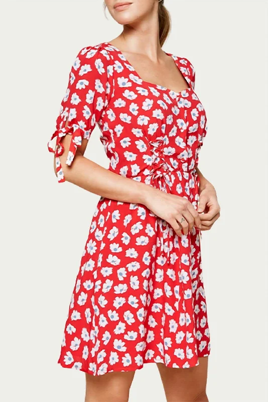 Women's Evening Outfit Rustic Countryside Charm Look Good Grace Floral-Print Modal-Blend Mini Dress In Red Multi